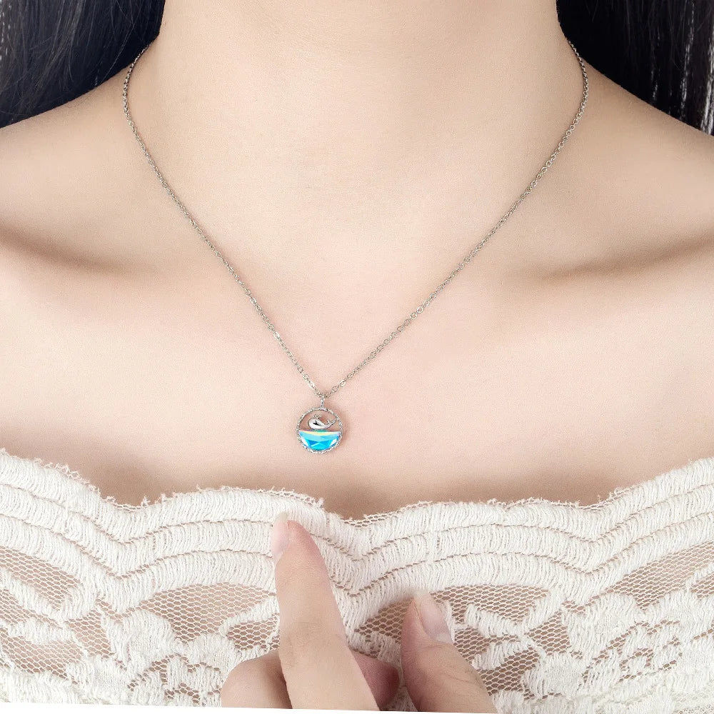 Silver whale jewelry set