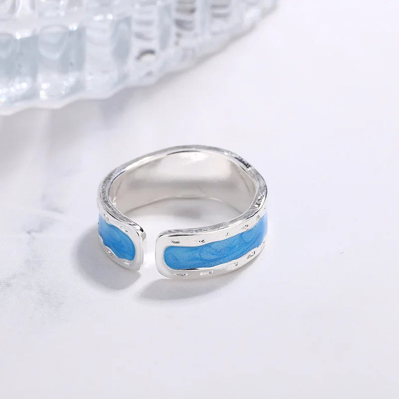 Blue silver ring