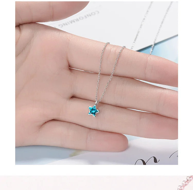 Silver Blue Star Necklaces