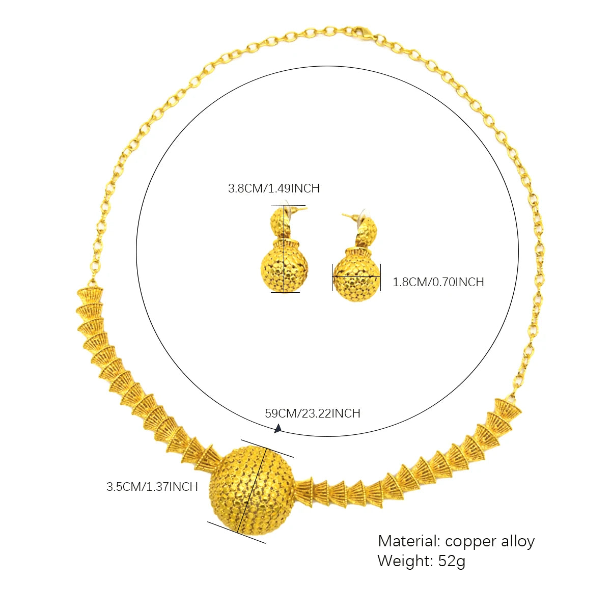 Earrings Jewelry Set For Women 24K Gold Plated