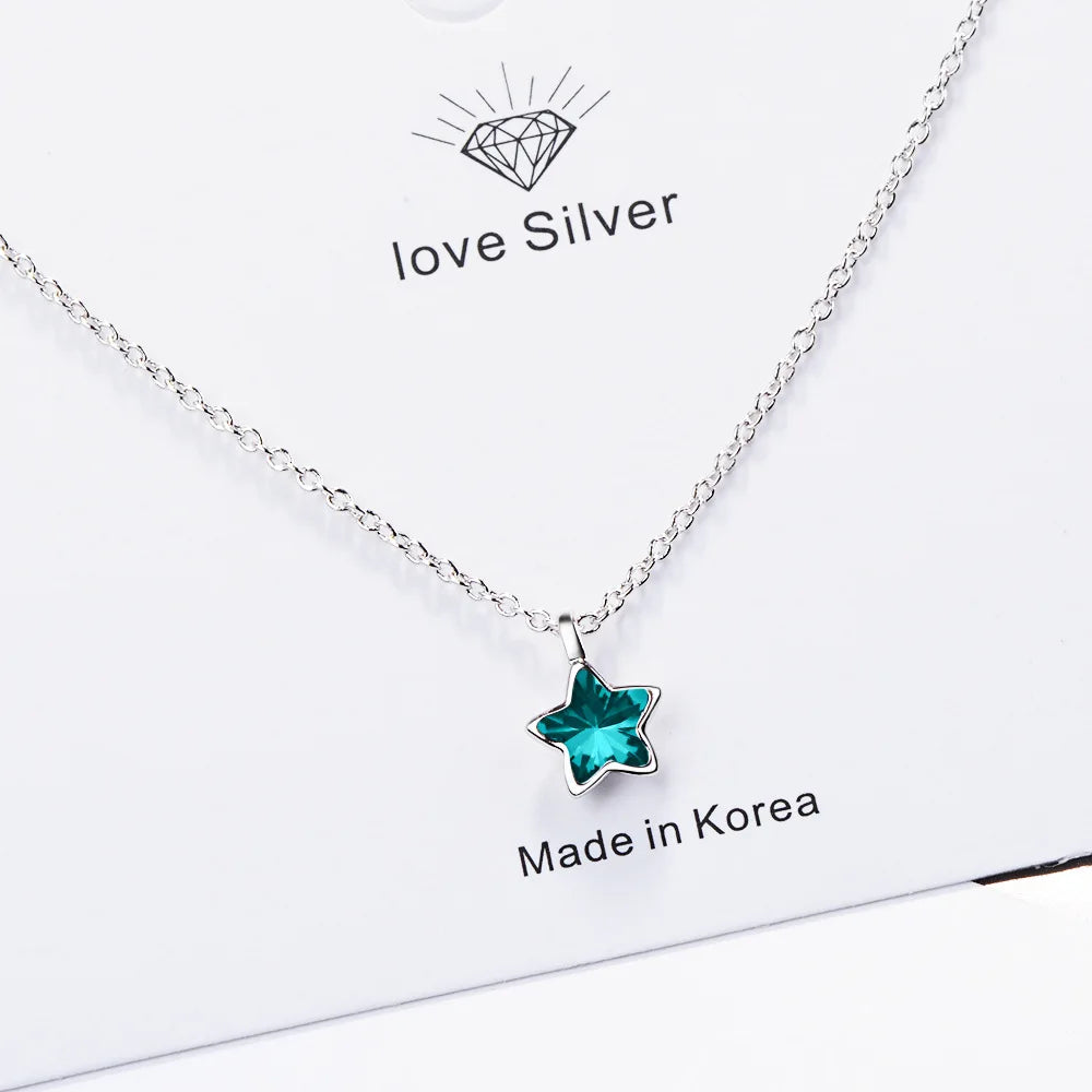 Silver Blue Star Necklaces