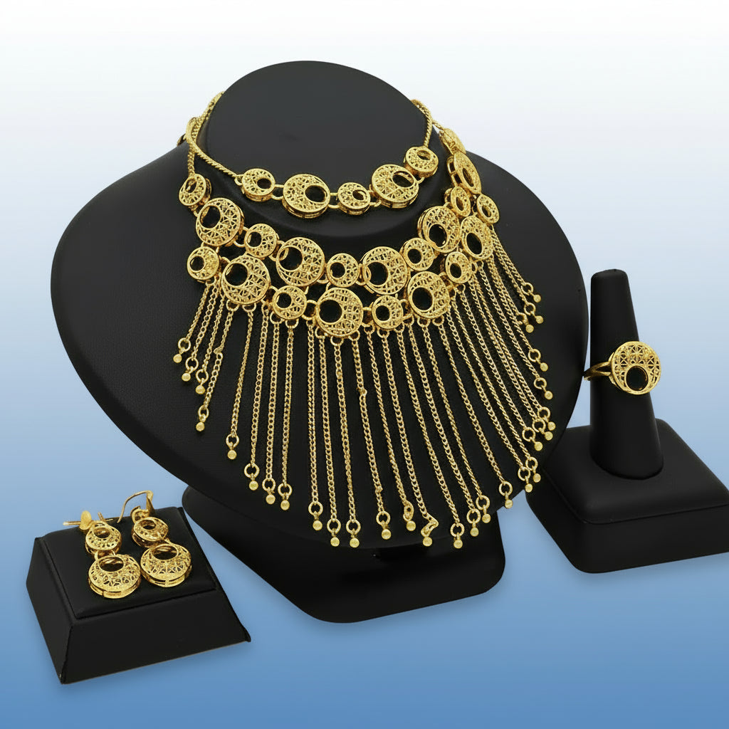 Ruby jewelry New 24-karat gold jewelry sets, perfect for weddings and party favors.