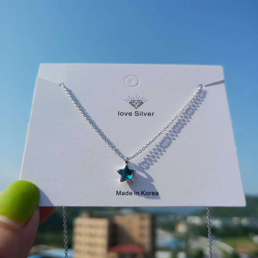 Silver Blue Star Necklaces