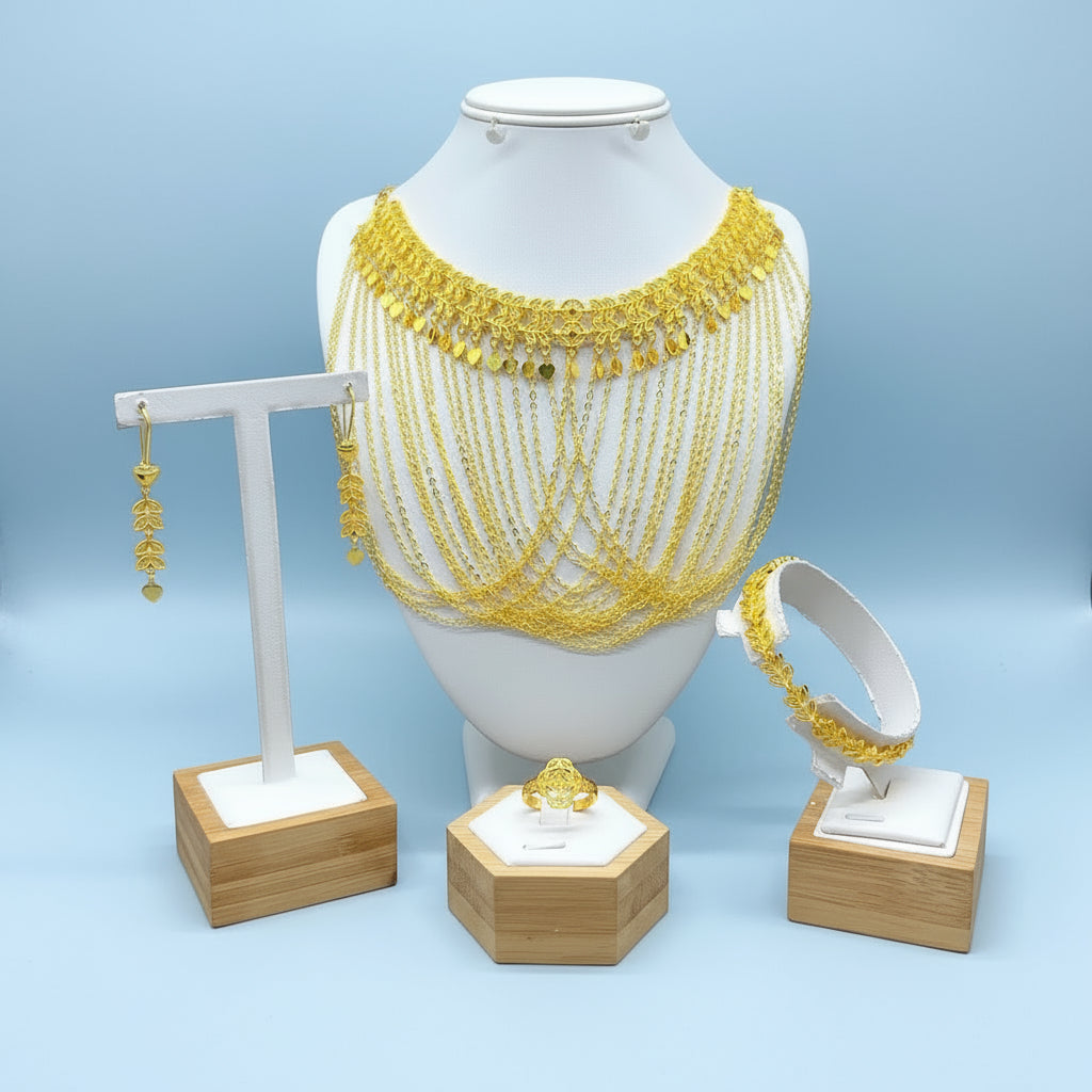 Ruby jewelry New 24-karat gold jewelry sets, perfect for weddings and party favors.