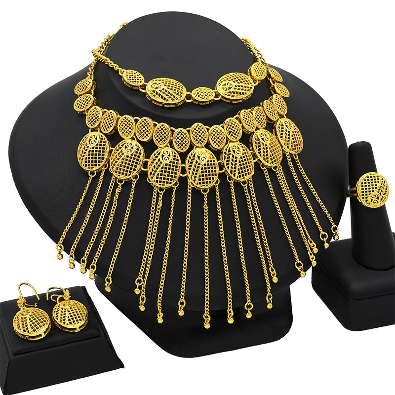 Ruby jewelry New 24-karat gold jewelry sets, perfect for weddings and party favors.