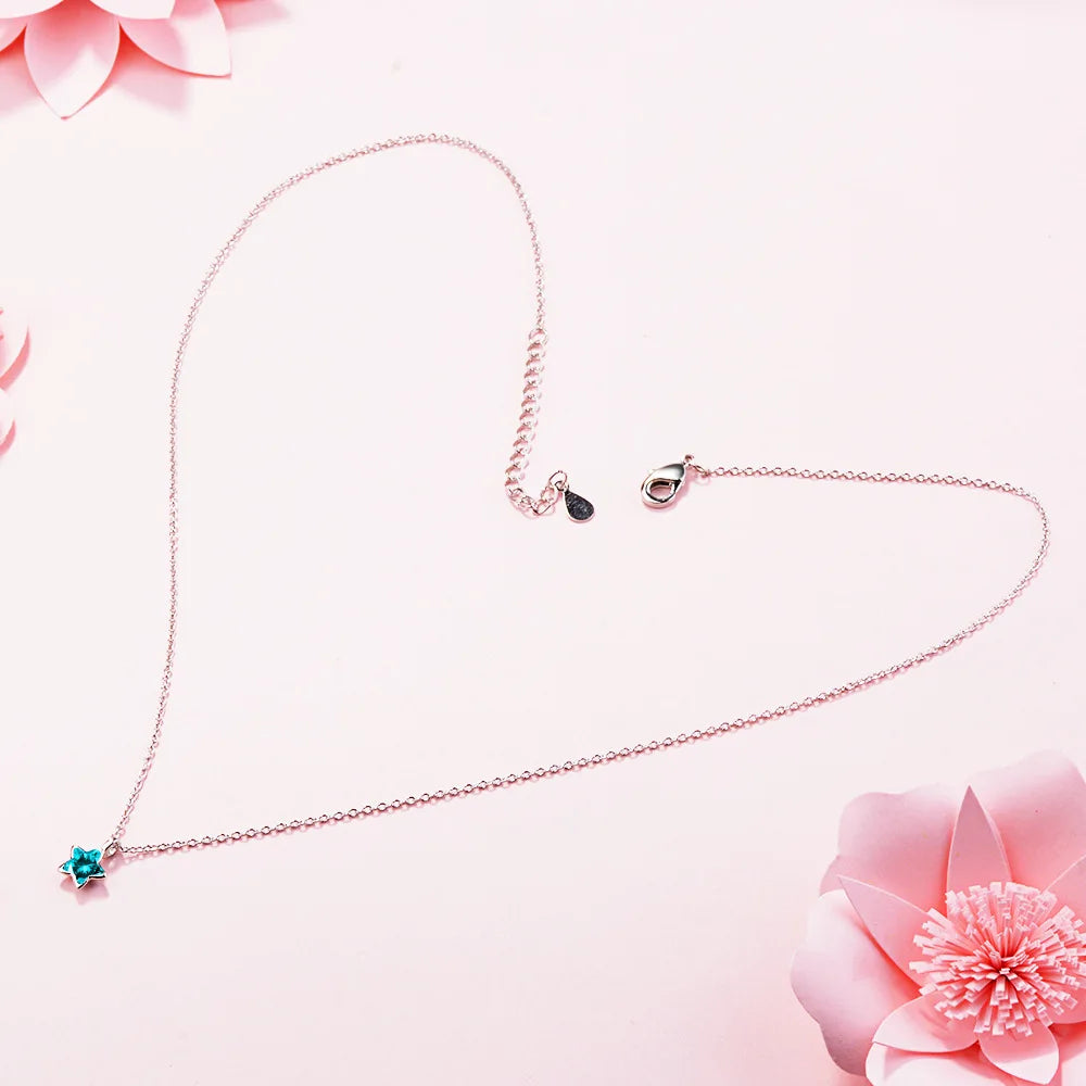 Silver Blue Star Necklaces